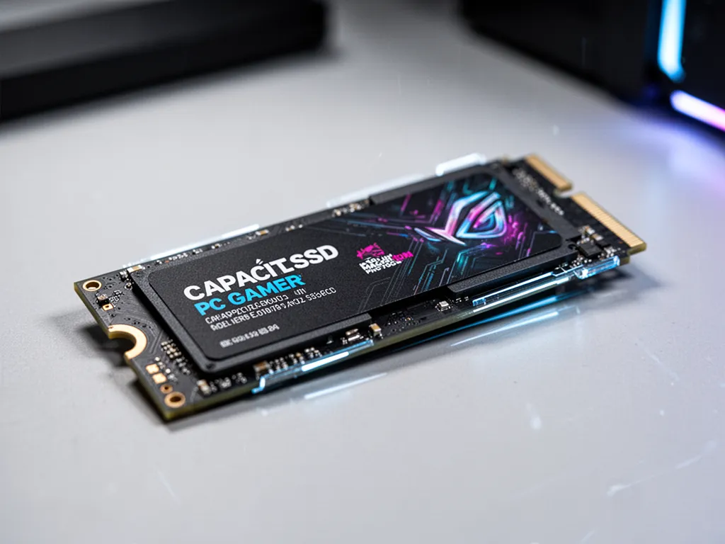 Boîtier de PC ouvert montrant un SSD M.2 installé près de la carte mère